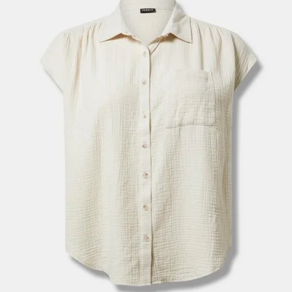 #T326 - NWT - Torrid Dolman Cotton Gauze Shirt - 3X - Picture 4 of 7